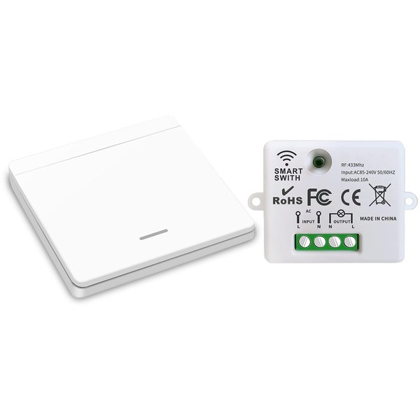 AUVRTIOA Interruptor de luz inalámbrico 433MHz RF sin cables ni
