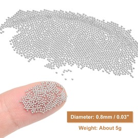 HARFINGTON 2pcs Nail Art Beads 0.03" (0.8mm) Mini Metal 3D Caviar Nails Beads Ball Bubble Bead with Storage Box for Nail Art DIY Craft Decoration, Silver Tone