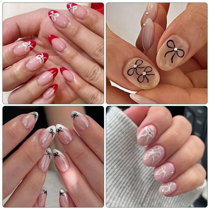IDDFEVE Bow Nail Art Stickers - White Black Mini Bow