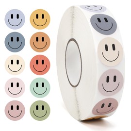 2000PCS Morandi Happy Face Stickers, 1 Inch, 10 Colors, Stickers for Kids Reward, Water Bottle Smiling Stickers, for Student Planner and School Classroom Teacher Charts Calendar Gift Wrapping