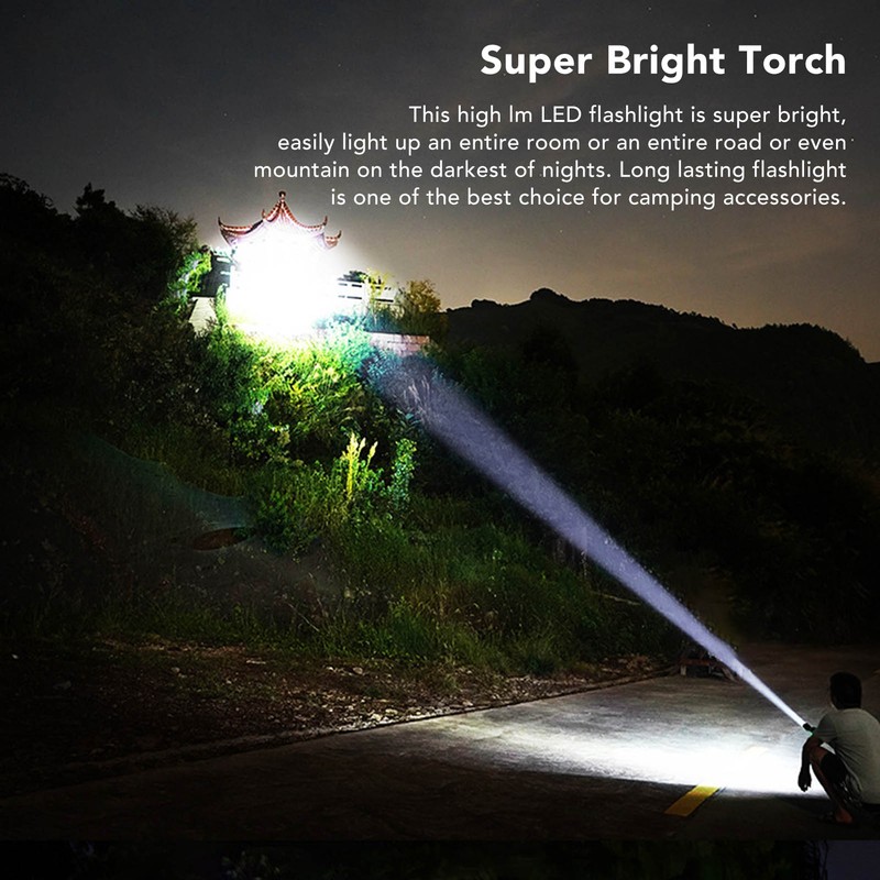 LED Rechargable Flashlight Super Bright Torch 3000lm Zoomable Outdoor Waterproof