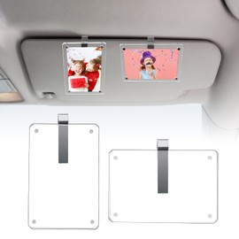 BLINGOOSE 2 Stück Auto Bilderrahmen Fotohalter Clip Sonnenblende Magnetischer Acryl Personalisiert Photo Frame Holders Anzeige Horizontal Vertikal Car Innenraum Zubehör 12cm × 8cm