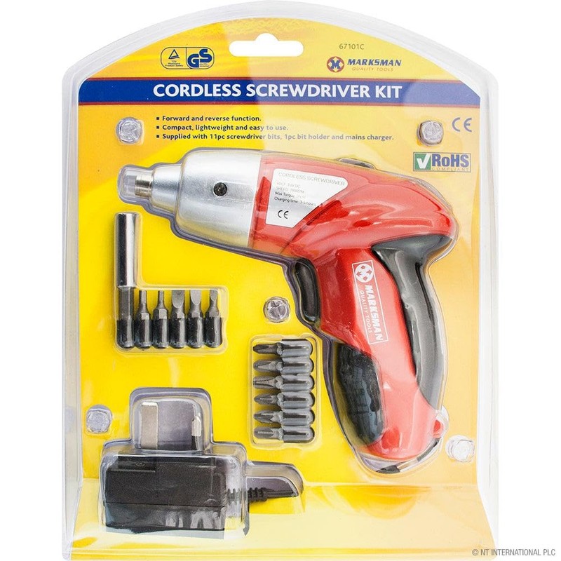 Marksman Cordless Power Screwdriver & Bits Set - 3.6 Volts