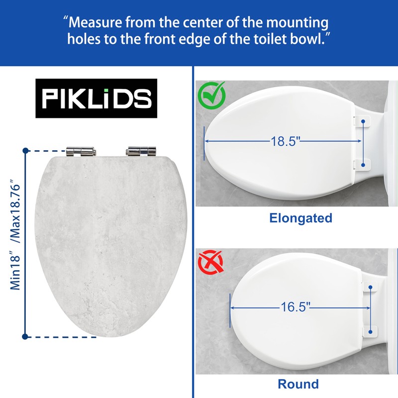 Toilet Seat, Slow Close, Premium Moulded Wood, Quick Release, Marble