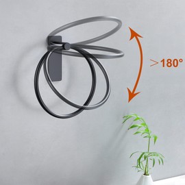 ZUNTO 7in Adhesive Towel Ring, No Drilling, Matte Black Wall Mounted Self-Adhesive Hand Towel Holder for Bathroom and Kitchen