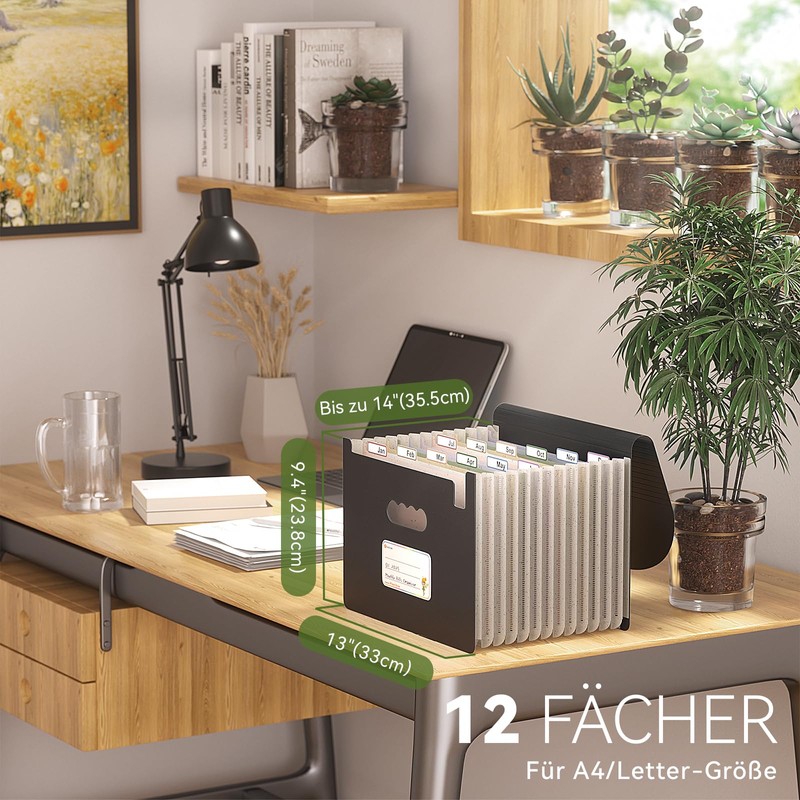 EcoStash Document Folder A4 12 Compartments Wheat Straw Expanding Folder