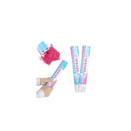 Cokkystore- 2pzas Tubo lanza polvo de color para revelación de sexo, Gender Reveal. (2pzas del color seleccionado, Niño o Niña),Ambientación de baby shower. Girl or Boy? (ROSA)