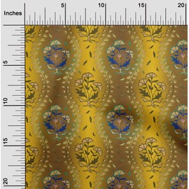 oneOone Rayon Yellow Fabric Leaves Craft Projects Decor Fabric Printed by The Yard 56 Inch Wide