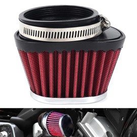 Motorcycle Air Filter Universal Replacement Engine Filter High Performance Clamp on Pod Air Filters for Motor Car Minibike Cold Air Filter (Red, 51MM)