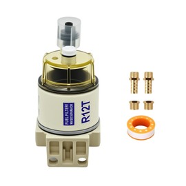 R12T Fuel Filter Water Separator Filter with Water Collection Bowl Diesel Engine & Gasoline Engine Replaces# S3240 R12T 120AT 18-7987 NPT ZG1/4-19 Includes 2 fittings, 2 plugs