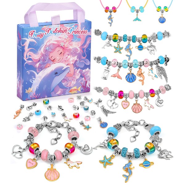 Tomylv Bracelet Making Kit Gifts for Girls 5-12 Year Old, Jewellery Making Kit Charm Bracelet Making Kit DIY Arts and Crafts for Kids, Christmas Girls Birthday Presents for 7 8 9 10 11 12 Year Olds