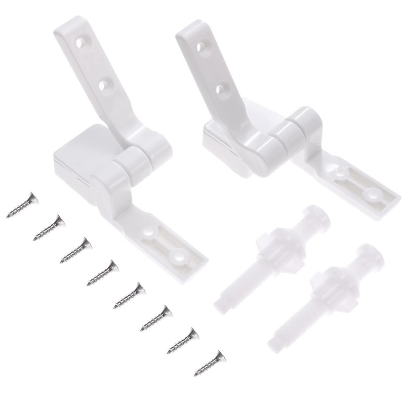 Canomo Universal White Plastic Toilet Seat Hinges Replacement with Bolts