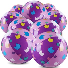 12 Pack Cartoon Cat Themed Beach Balls 7.87" Purple and Pink Cat Inflatable Beach Ball Bulk Cartoon Birthday Party Supplies for Summer Pool Water Game Gifts End of the Year Party Decoration