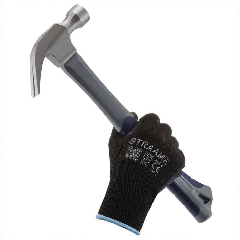 Straame Pack of 12 or 24 Black Safety Work Gloves,