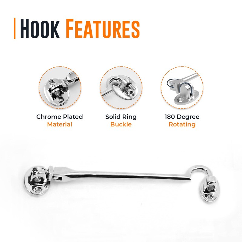 onesto Pack 2 Chrome Cabin Hook | 100mm Cabin Door