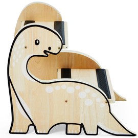 DoubleFill Wooden Step Stool for Kids Toddler Step Stool Two Step Stool Sink Stool for Toddlers Childrens Kids Kitche with Non Slip Pads for Bathroom Sink Kitchen Bedroom(Dinosaur)