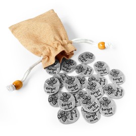 Enchanism 20PCS Forget Me Not Pocket Hug Tokens - Pewter Figurines, Ancient Silver Coins Keepsake, Pocket Charms for Funeral Favors, Celebration of Life Favors, Pocket Love