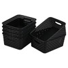Pekky 6 Pack Plastic Weave Storage Basket, Black Small Organizer