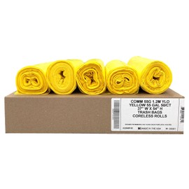 Ultrasac Heavy Duty 55 Gallon Yellow Trash Bags - (Value 50 Pack) - 1.5 MIL equivalent Industrial Strength Plastic 37" x 54" for 50-55 Gal Cans -Fits Toter, Rubbermaid Brute, Carlislie Bronco etc.