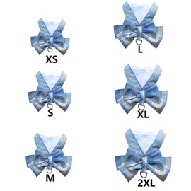 Petbuy Plaid Dog Dress Bow Tie Harness Leash Set,Dog Clothes Harness Dress with Leash Ring for Small Dogs Girl, Puppy Princess Rabbit Clothes Chihuahua Yorkies Pet Outfits (Blue, Small)