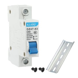 sourcing map Miniature Circuit Breaker Low Voltage AC 50A 230/400V 1 Pole DIN Rail Installation DZ47-63 C50