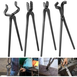 Unbranded Knife Making Tongs Set Tools Blacksmith Bladesmith Tong Vise Anvil Forge 4PCs