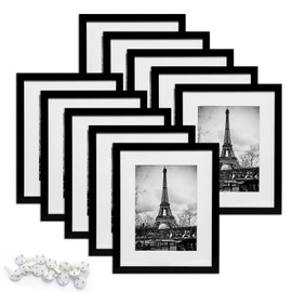 upsimples 8x10 Picture Frame Set of 10,Display Pictures 5x7 with Mat or 8x10 Without Mat,Multi Photo Frames Collage for Wall or Tabletop Display,Black
