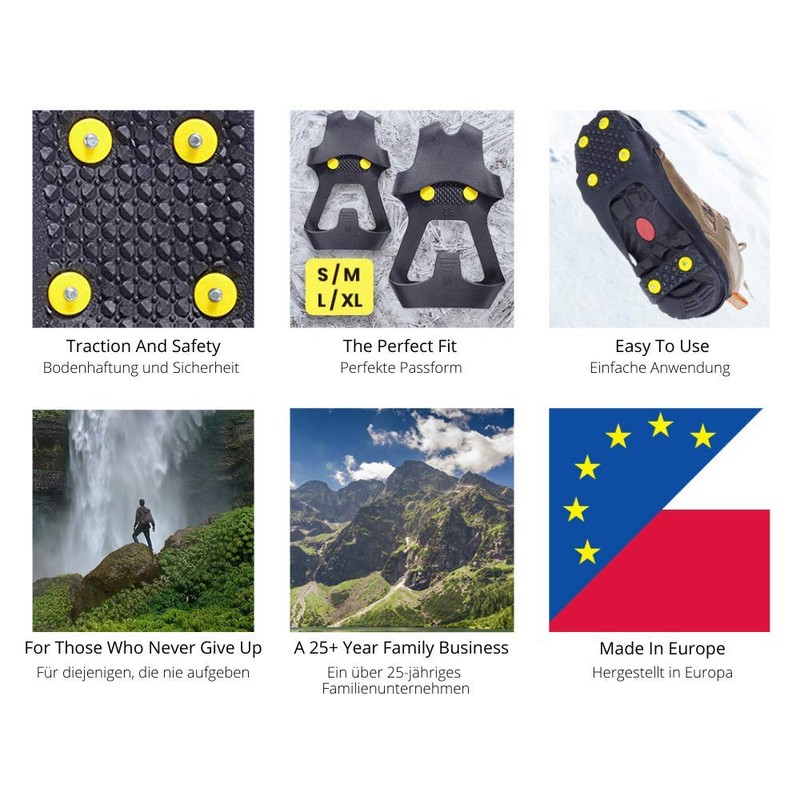 Ice and Snow Grips, Slip On Stretch Durable Cleats Crampons,