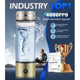 2025 Upgrade Hydrogen Water Bottle【International Electrolysis Technology 4000+ PPB】【Triple-Lock H₂ Tech 8h Retention】Hydro Water Bottle SPE/PEM Technology Home Office Wasserstoff Wasserflasche