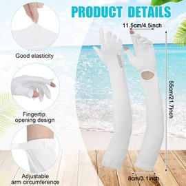 Women UV Sun Protection Gloves Touchscreen Arm Sun Driving Gloves Long Full Finger Protective Arm Glov UPF 50+ for Outdoor Sports Cycling (White)