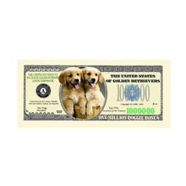 American Art Classics Golden Retriever Dog Million Dollar Bill with Currency Protector - Best Gift for Lovers of Golden Retrievers