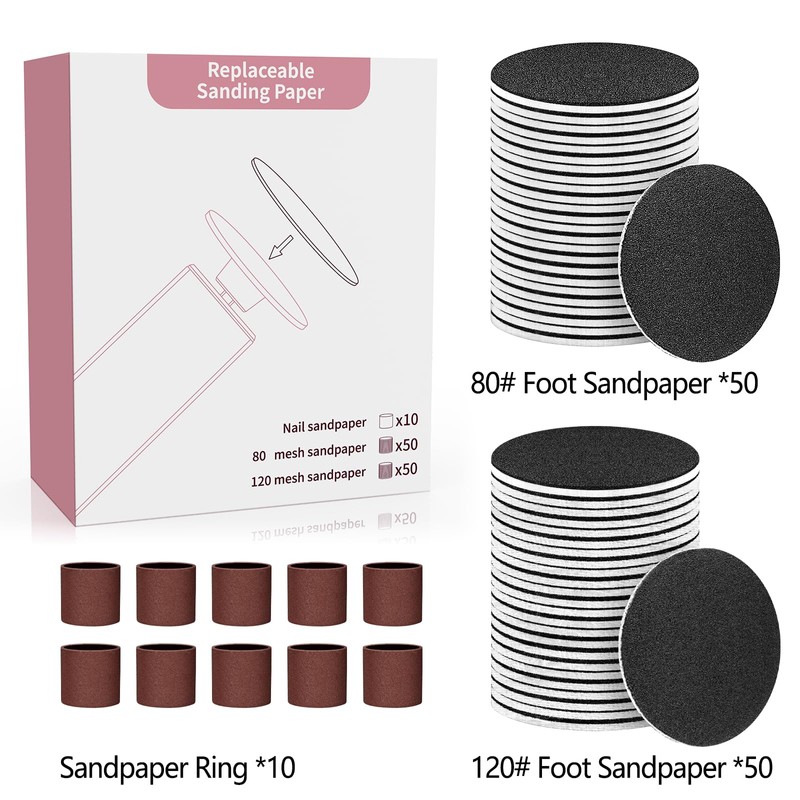 110PCS Replaceable Sandpaper for Electric Foot Callus Remove, 50pcs*80 Grit