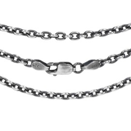 Shinjuku Gin no Kura sv925 Ibushi Azuki Chain, Length 15.7 - 31.5 inches (40 - 80 cm), Width 1.1 - 0.14 inches (2.8 - 3.5 mm), Silver 925 Necklace Chain, Men's, Sterling Silver, No Gemstone