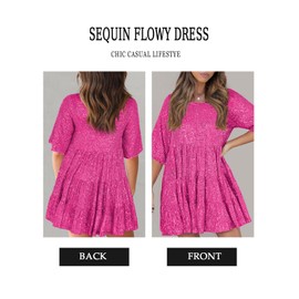 MIYIEONZ Women Sequin Dress Sparkly Short Flowy Tiered Ruffle Casual Loose Shiny Glitter Party Club Night Out Dress