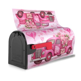 Joyidec Valentine's Day Rose Pink Car Mailbox Covers Magnetic Letter Post Box Cover Mail Wraps Garden Decorations Standard Size 21 X 18 in