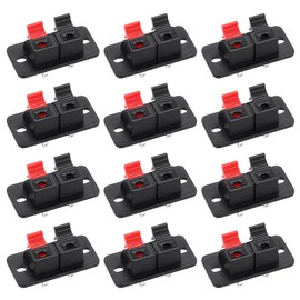 sourcing map 2 Way Spring Speaker Terminal Clip Push Release Connector Audio Cable Terminals Strip Block WP2-204 6Pcs