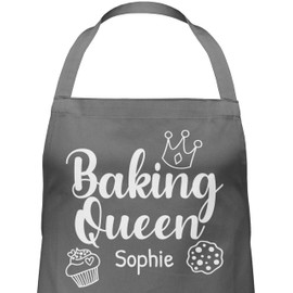 Geschenk mit Namen personalisiert by Shirtracer - Apron - Baking Apron Women - Baking Queen with Name, 1 anthracite