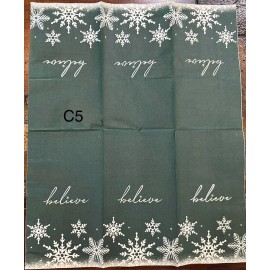 TWO Ind GUEST Napkins For Decoupage Christmas Holiday BELIEVE green
