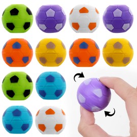 Pack of 12 Football Spinner Fingertips Toy 3.5 cm Rotating Stress Balls Game, Mini Football Stress Relief Toys, Anti Stress Sensory Spinning Toy for Children and Adults