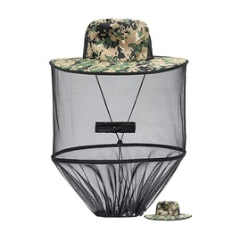 Drasry Mosquito Head Net Hat Fishing Hat Sun Hat Hunting Fisherman Hat with Mesh Hiking Gardening Hat Green