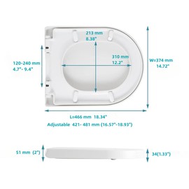SADALAK D/U Shape Toilet Seat,Soft Close and Quick-Release for Easy Cleaning Toilet Seats Cover,Stable Hinge Design to prevent shifting -White Elongated Toilet Lid