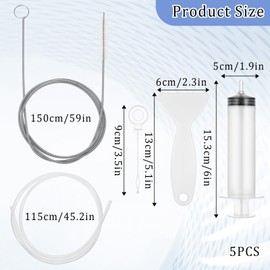 YBEATY 5 Pcs Refrigerator Cleaning Kit Flexible Refrigerator Feeding Scrub Tube Brush Extra Long Pipe Slim Cleaner Tool with Hose Syringe Shovel Plug Rod for Ice Maker Dispenser