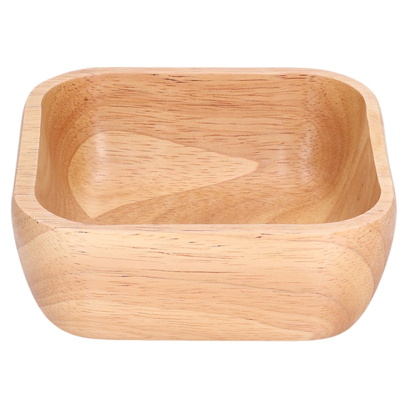 Rubber Wood Salad Bowl Handcrafted Simple Stylish Square Bowl Tableware