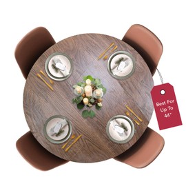 Covers For The Home Deluxe Elastic Edged Flannel Backed Vinyl Fitted Table Cover - Woodgrain (Oak) Pattern - Small Round Oblong Oval - Fits Tables up to 40" - 44" Diameter