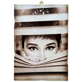 KUSTOM ART Cuba Vintage Audrey Hepburn 1962 Breakfast at Tiffany Picture Print on Wood 7x10 Inch