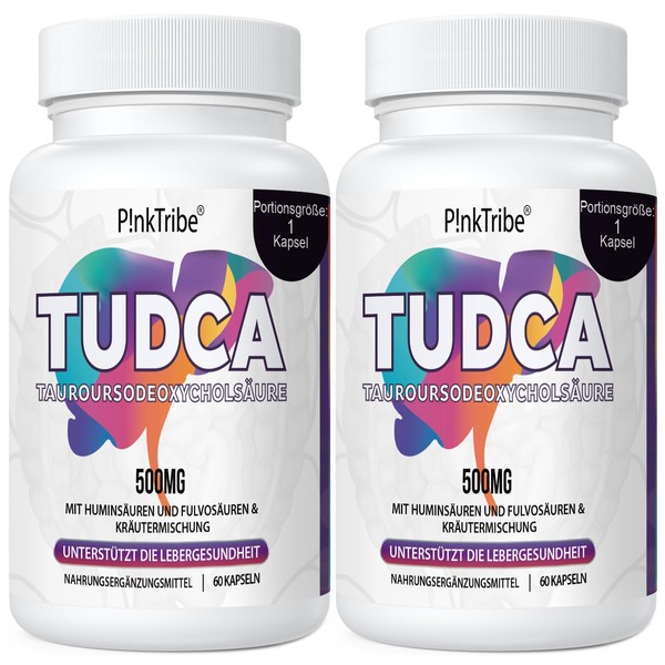 TUDCA 500 mg, Tauroursodeoxycholic Acid with Humine and Fulvic Acids, Beet Root and More, Tudca Bile Salt Supplement, 120 Capsules