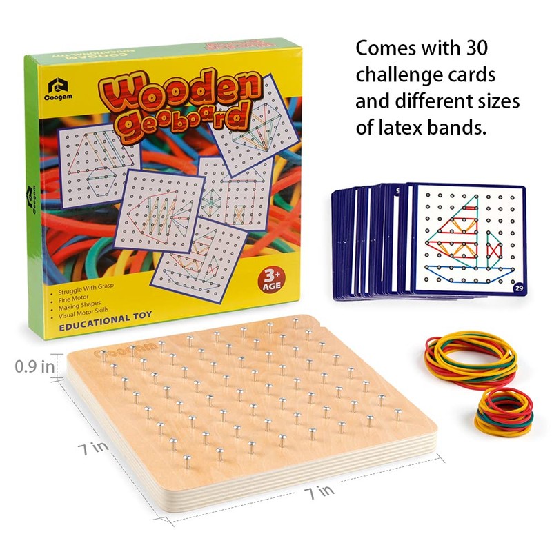 Coogam Wooden Geoboard Mathematical Manipulative Material Array Block Geo Board