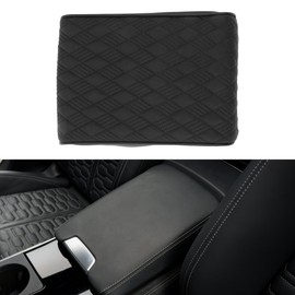 X AUTOHAUX Car Center Console Cover Car Armrest Cover 12.60"x8.27"x1.97" Black Napa Leather
