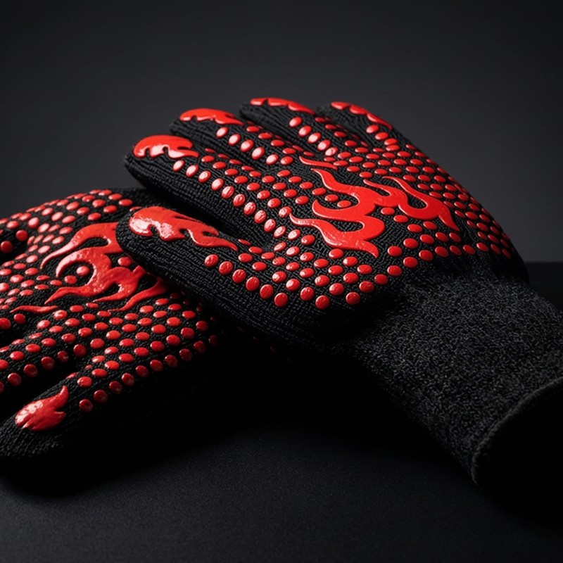 QUANSHANGJU Heat Resistant Silicone Non-Slip Long BBQ Gloves