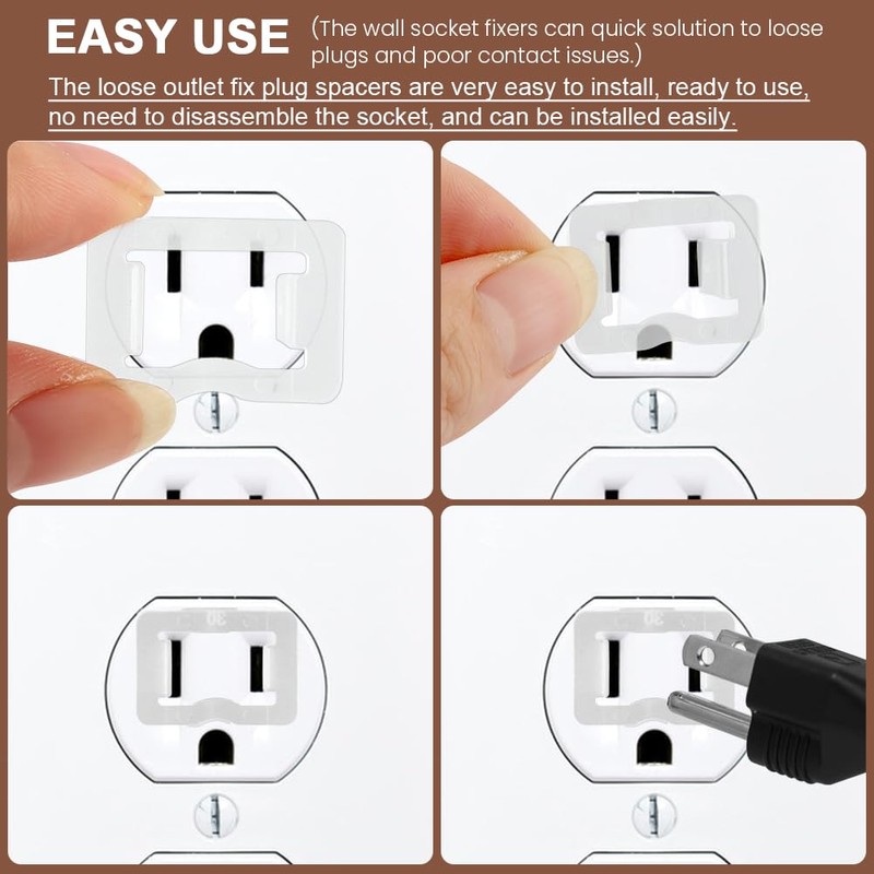 24 Pcs Loose Outlet Fix Plug, Wall Socket Fixer, Transparent